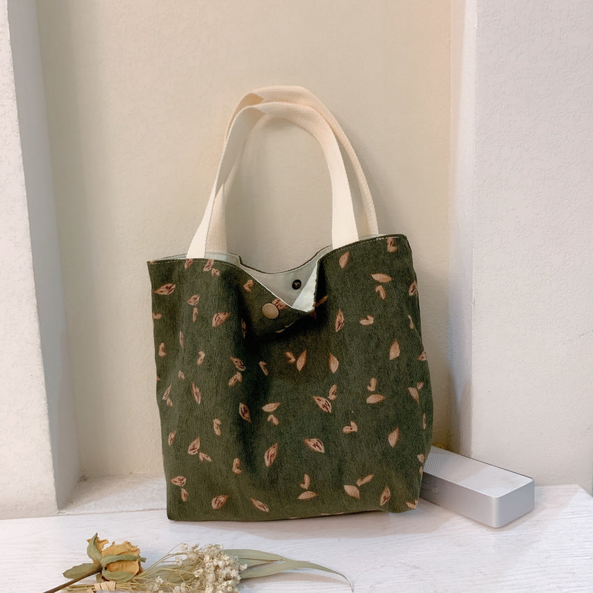 Corduroy Tote Lunch Handle Mummy Bag
