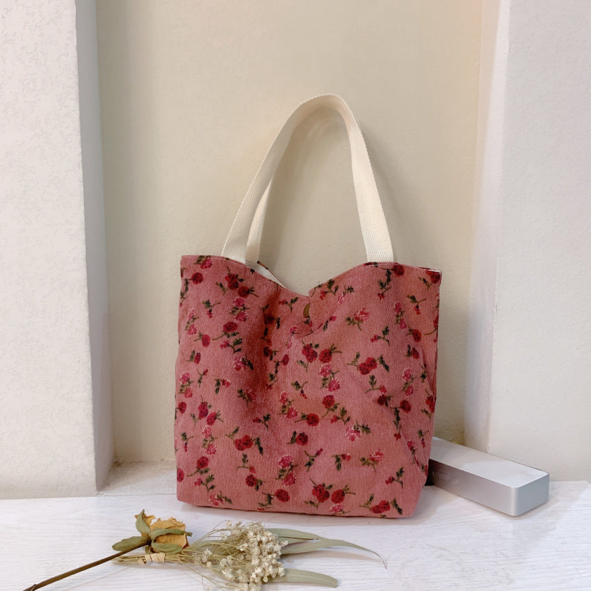 Corduroy Tote Lunch Handle Mummy Bag