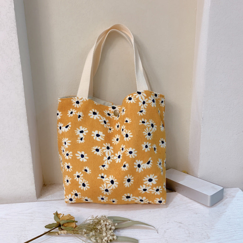 Corduroy Tote Lunch Handle Mummy Bag