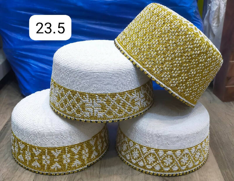 White and Full Golden Topi 23.5