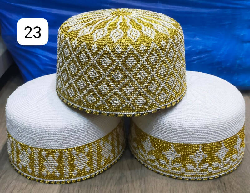 White and Full Golden Topi 23