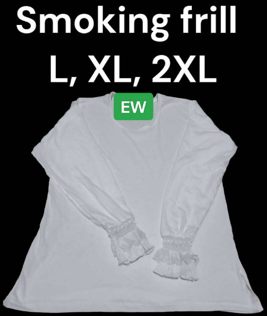 Smoking Frill full Sleeves T Shirt White