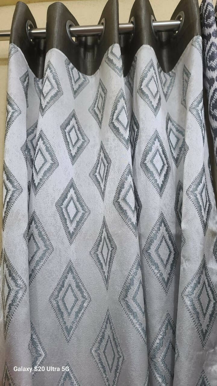 Jaquard Readymade Curtain Grey