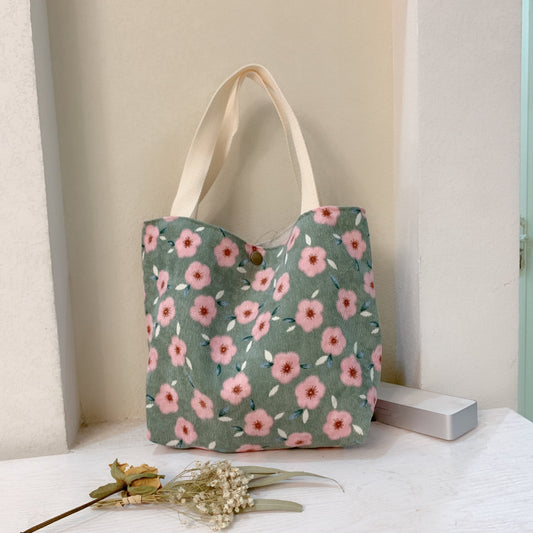 Corduroy Tote Lunch Handle Mummy Bag