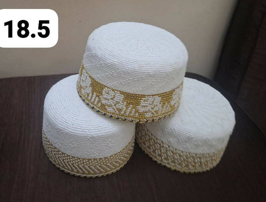 Gents White Topi Size 18.5